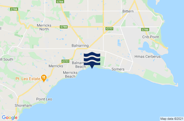 Mappa delle Getijden in Balnarring, Australia