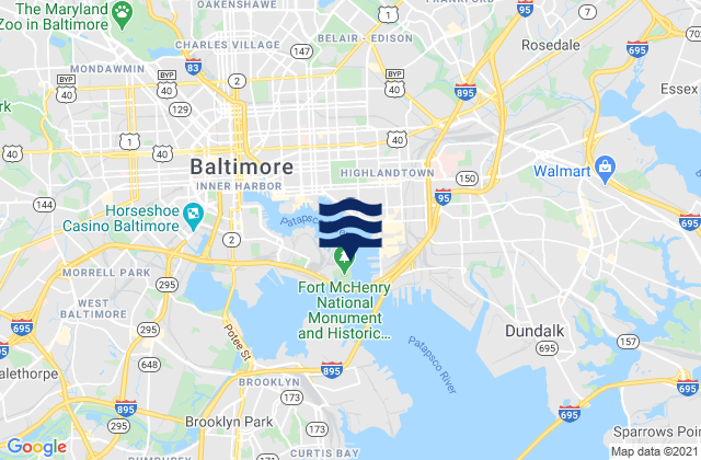 Mappa delle Getijden in Baltimore Fort Mchenry, United States