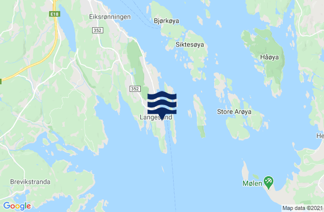 Mappa delle Getijden in Bamble, Norway
