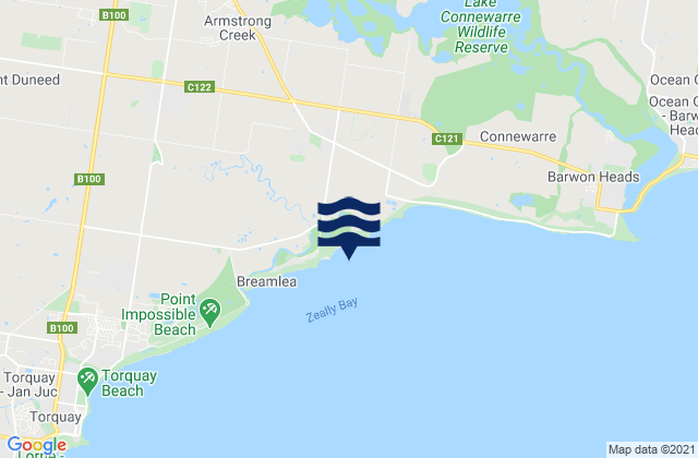 Mappa delle Getijden in Bancoora Beach, Australia