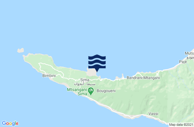 Mappa delle Getijden in Bandajou, Comoros