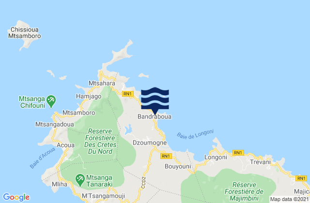 Mappa delle Getijden in Bandraboua, Mayotte