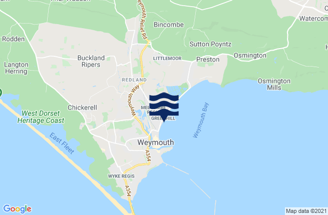 Mappa delle Getijden in Bandstand Beach, United Kingdom