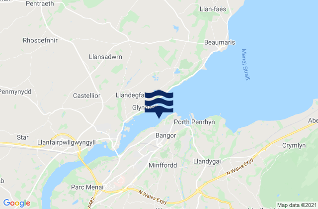 Mappa delle Getijden in Bangor, United Kingdom