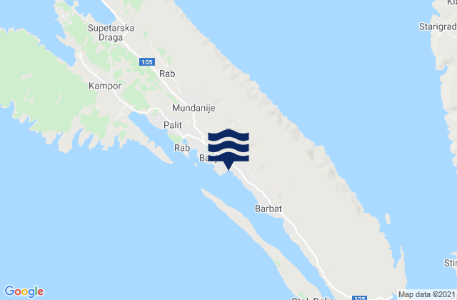 Mappa delle Getijden in Banjol, Croatia