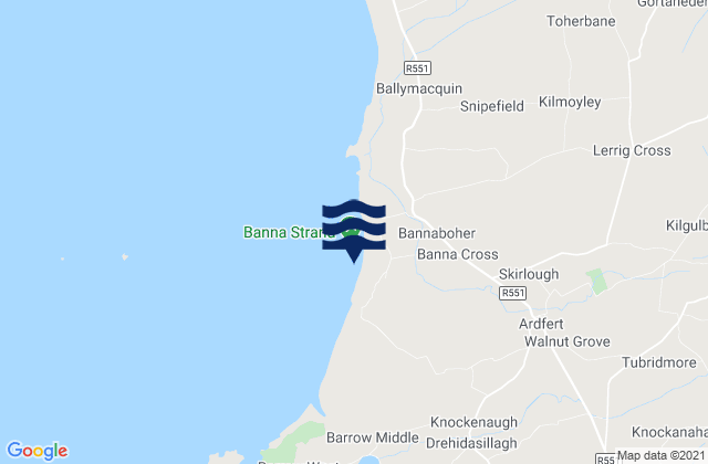 Mappa delle Getijden in Banna Beach, Ireland