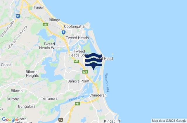 Mappa delle Getijden in Banora Point, Australia
