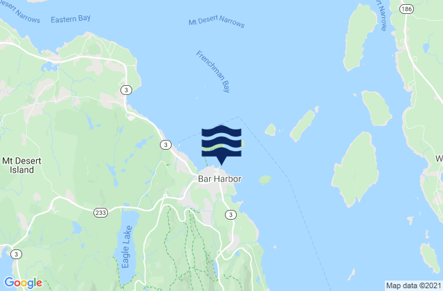 Mappa delle Getijden in Bar Harbor, United States