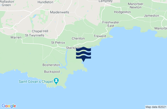 Mappa delle Getijden in Barafundle Bay, United Kingdom