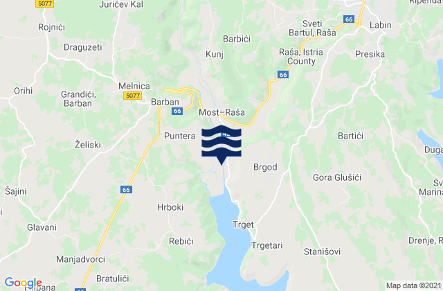 Mappa delle Getijden in Barban, Croatia