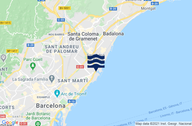 Mappa delle Getijden in Barberà del Vallès, Spain