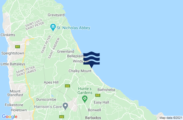 Mappa delle Getijden in Barclays, Martinique