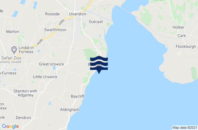 Mappa delle Getijden in Bardsea Beach, United Kingdom