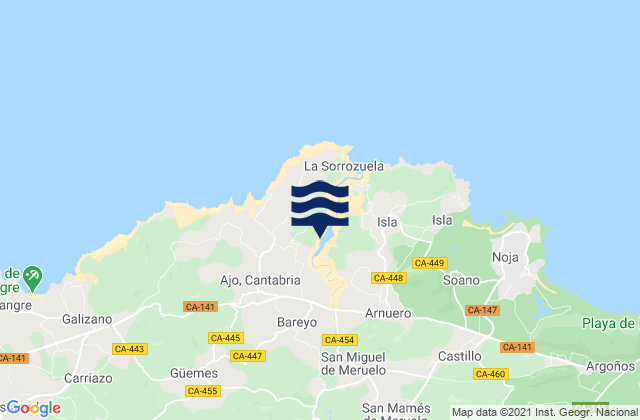 Mappa delle Getijden in Bareyo, Spain