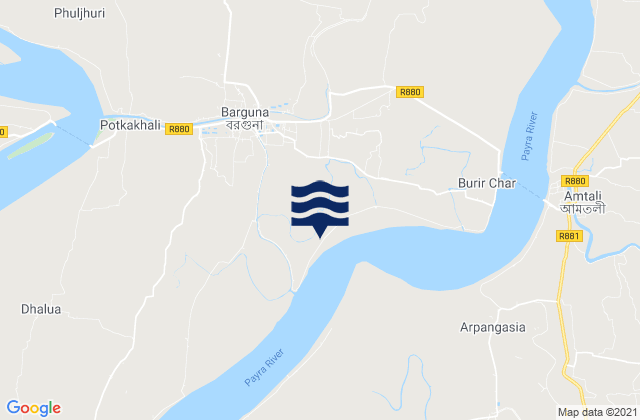 Mappa delle Getijden in Barguna, Bangladesh