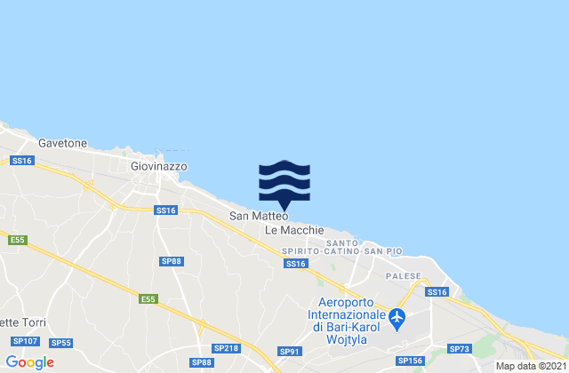 Mappa delle Getijden in Bari, Italy