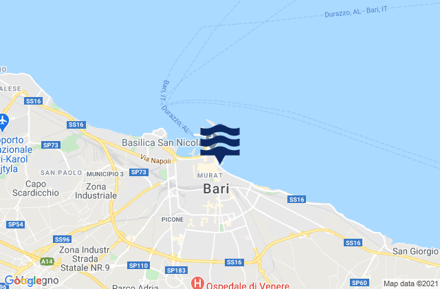 Mappa delle Getijden in Bari, Italy