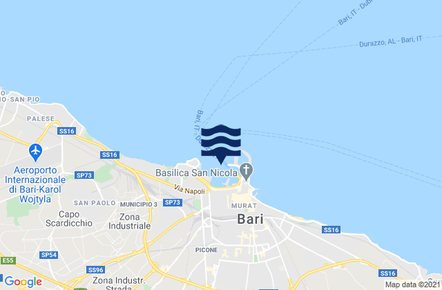 Mappa delle Getijden in Bari Port, Italy