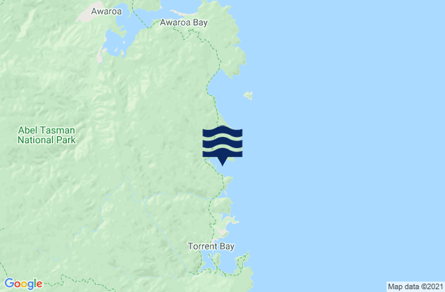 Mappa delle Getijden in Bark Bay Abel Tasman, New Zealand