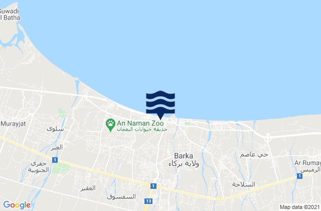 Mappa delle Getijden in Barkā’, Oman