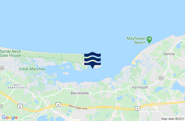 Mappa delle Getijden in Barnstable Harbor Beach Point, United States
