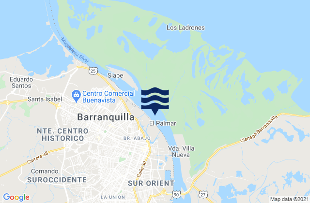 Mappa delle Getijden in Barranquilla, Colombia