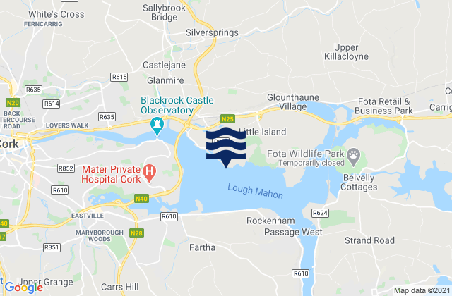 Mappa delle Getijden in Barry Point, Ireland