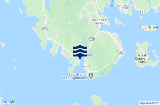 Mappa delle Getijden in Bass Harbor, United States