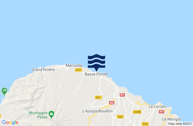 Mappa delle Getijden in Basse-Pointe, Martinique