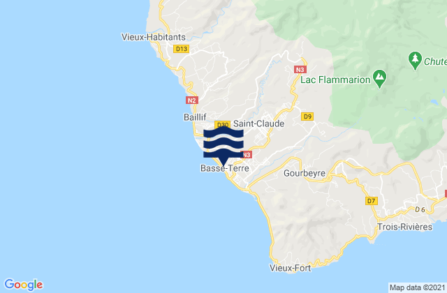 Mappa delle Getijden in Basse-Terre, Guadeloupe
