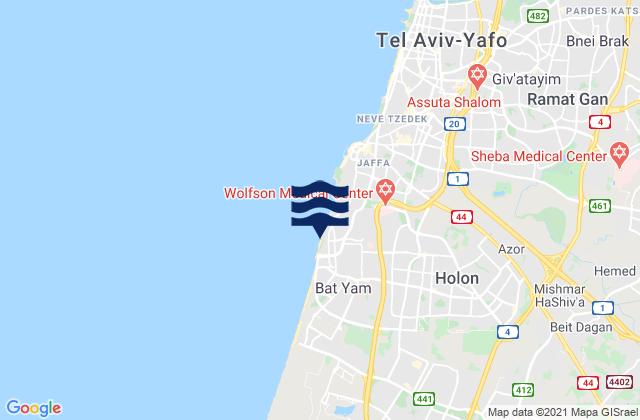 Mappa delle Getijden in Bat Yam, Israel