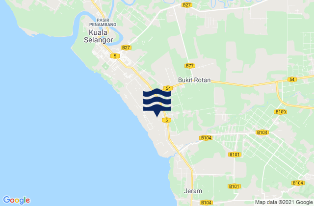 Mappa delle Getijden in Batang Berjuntai, Malaysia