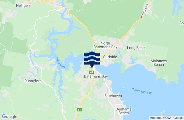 Mappa delle Getijden in Batemans Bay, Australia