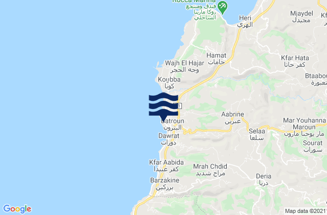 Mappa delle Getijden in Batroun or Colonel, Lebanon