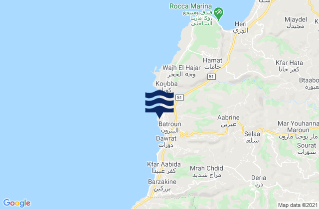 Mappa delle Getijden in Batroûn, Lebanon