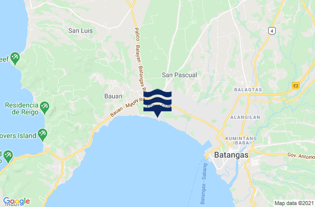 Mappa delle Getijden in Bauan, Philippines