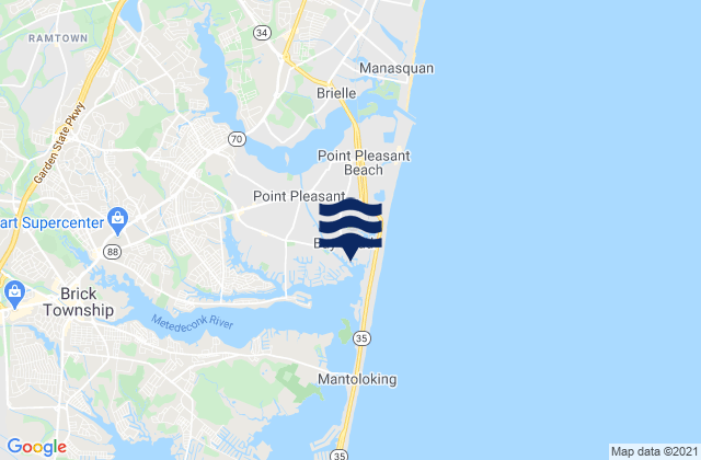 Mappa delle Getijden in Bay Head, United States