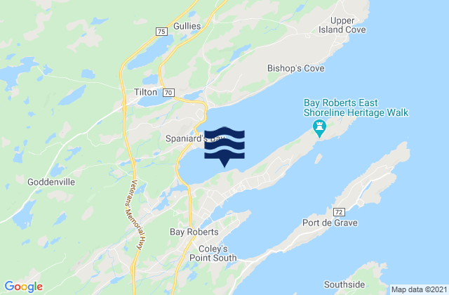 Mappa delle Getijden in Bay Roberts Harbour, Canada