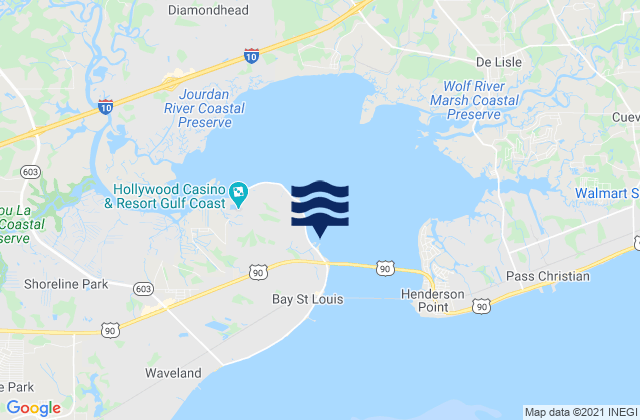 Mappa delle Getijden in Bay Waveland Yacht Club, United States
