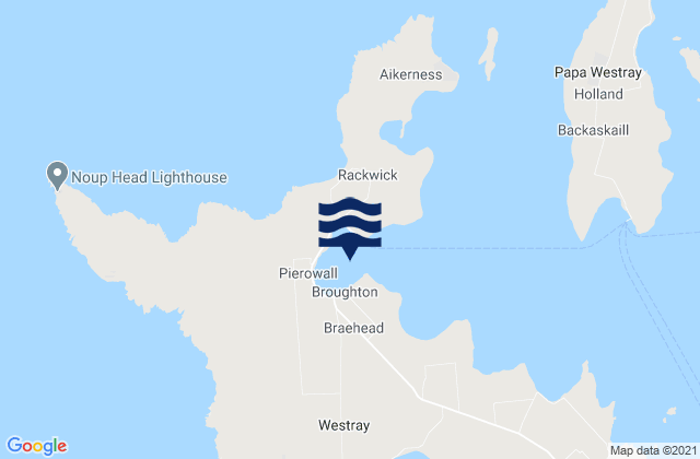 Mappa delle Getijden in Bay of Pierowall, United Kingdom