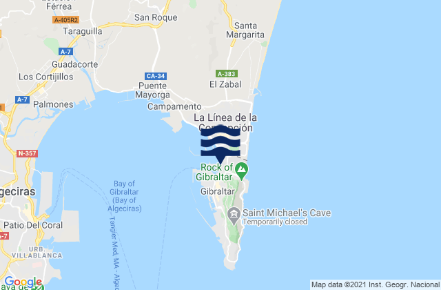 Mappa delle Getijden in Bayside Marina, Gibraltar
