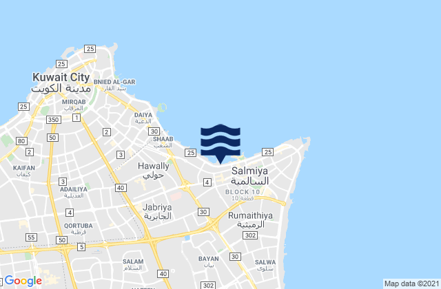 Mappa delle Getijden in Bayān, Kuwait