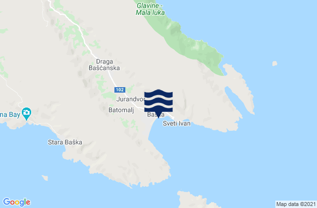 Mappa delle Getijden in Baška, Croatia