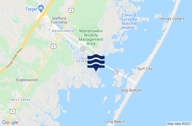 Mappa delle Getijden in Beach Haven West, United States