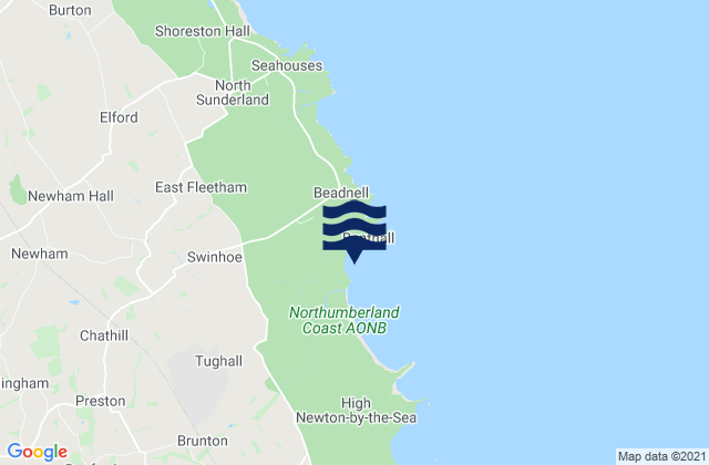Mappa delle Getijden in Beadnell Bay Beach, United Kingdom