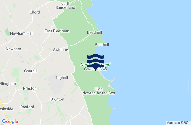 Mappa delle Getijden in Beadnell Bay, United Kingdom
