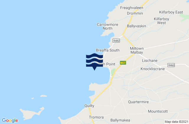Mappa delle Getijden in Bealaclugga Bay, Ireland