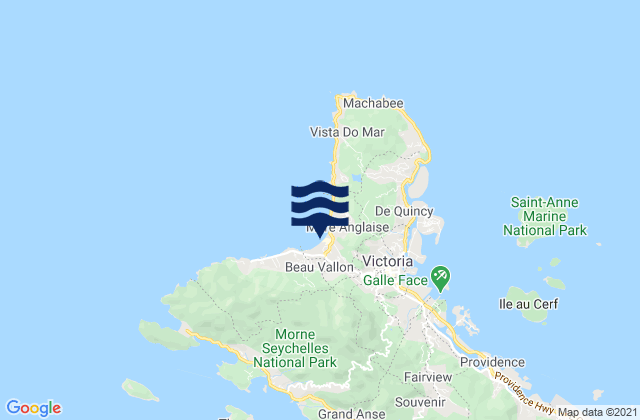 Mappa delle Getijden in Beau Vallon, Seychelles