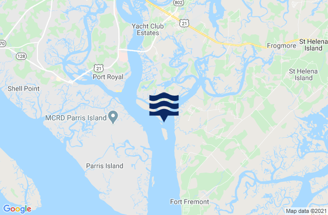 Mappa delle Getijden in Beaufort River, United States