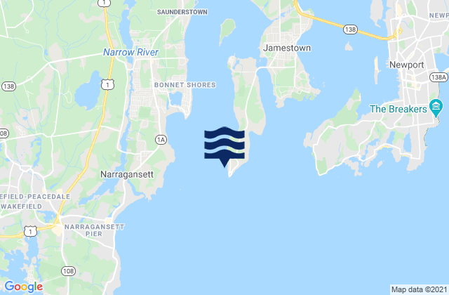 Mappa delle Getijden in Beavertail Point, United States